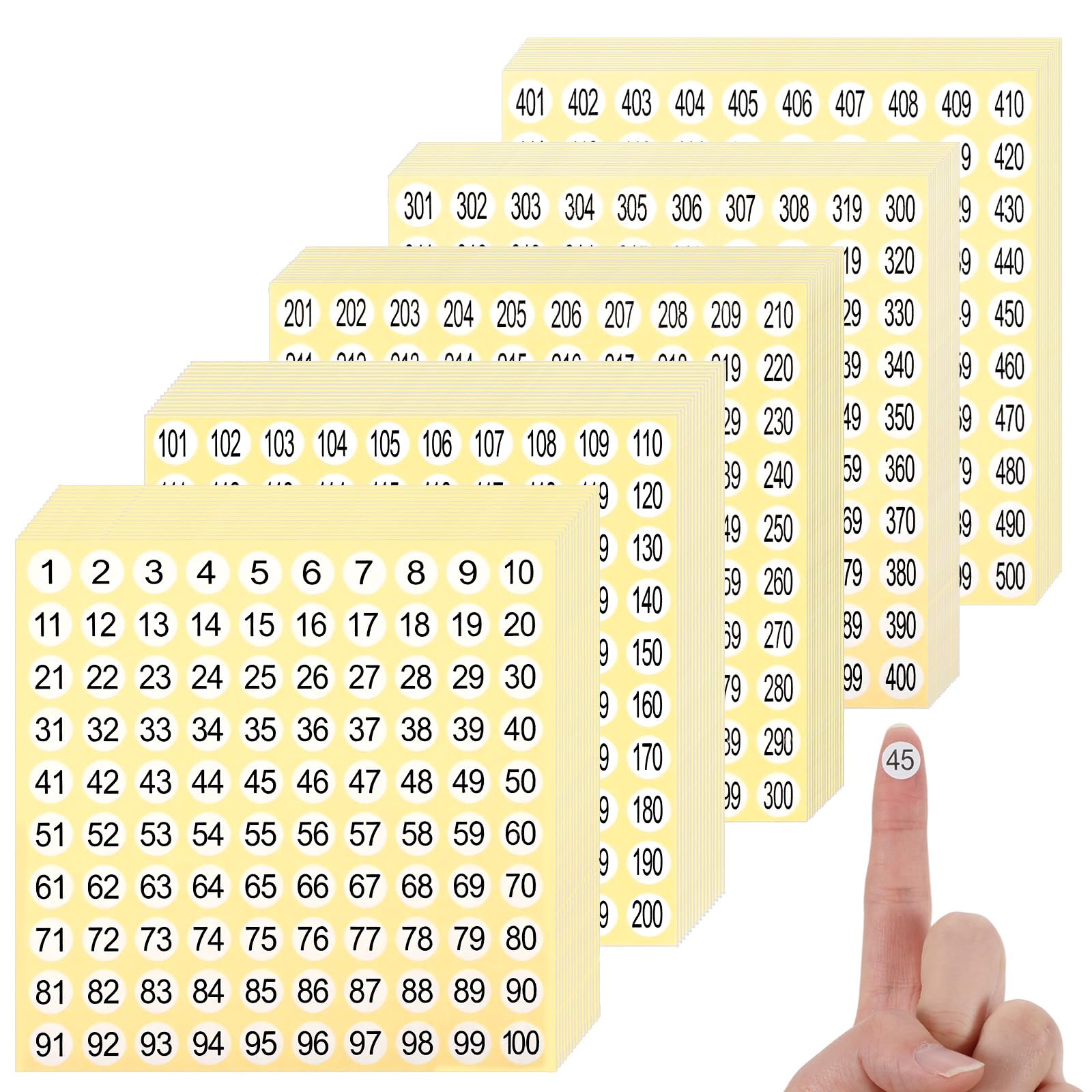 - 1-500 Number Stickers,15 Sets 7500 Pcs Self Adhesive Round Numbered Labels Consecutive Number Stickers Small Numbers Decals for Indoor Outdoor Organizing and Storage Classification