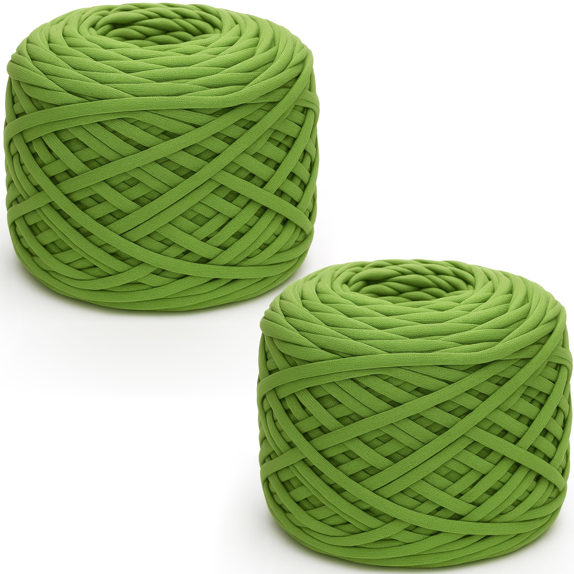 285gx2 Chunky Tshirt Yarn for Crocheting,2 CM Wide Thick Crochet Elastic Fabric,Hand Knitting T-Shirt Yarn for Crochet Cushion,Doll,Basket,Bag and Blanket(Dark Green)