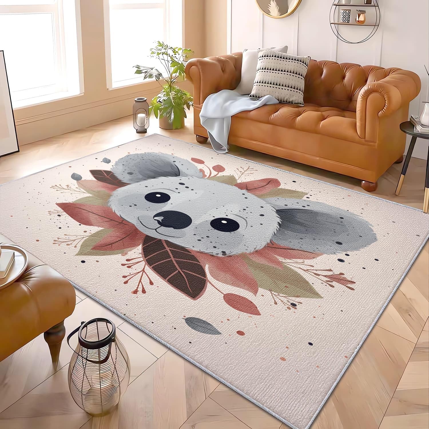 Tapis lavable salon cuisine anti-glisse motif koala doux