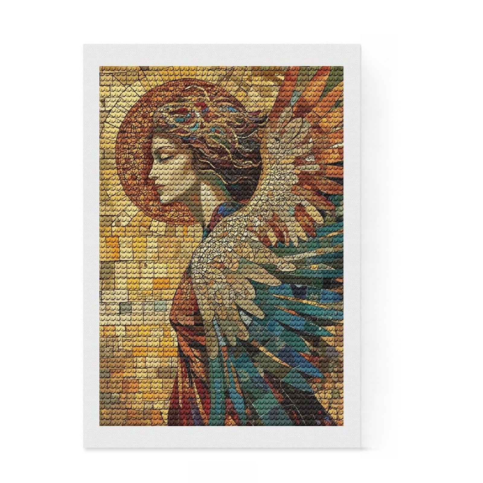 Junmoney Angel Mosaic Round Drill Diamond Painting 8"x12", for Teens, Farmhouse Decor, Pleasing Wall Art Project, Festive Craft Gift