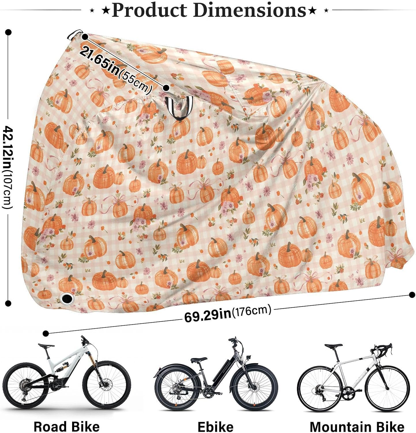 Orange Pumkins Plaid Cover for Bike Waterproof Outdoor Motorcycle Cover Bikes Storage