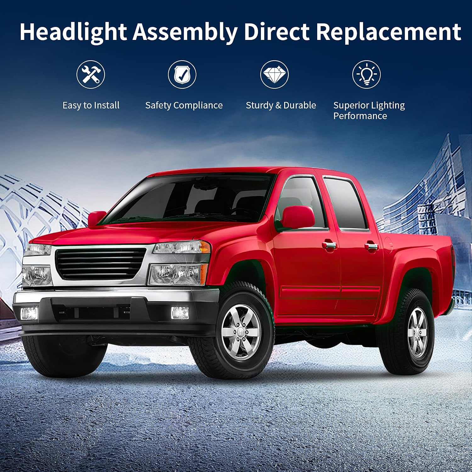 AUTOSAVER88 Headlight Assembly Compatible with 2004-2012 Chevy Colorado/GMC Canyon Chrome Housing Amber Reflector Clear Lens Replacement Headlamp with Bumper Lights