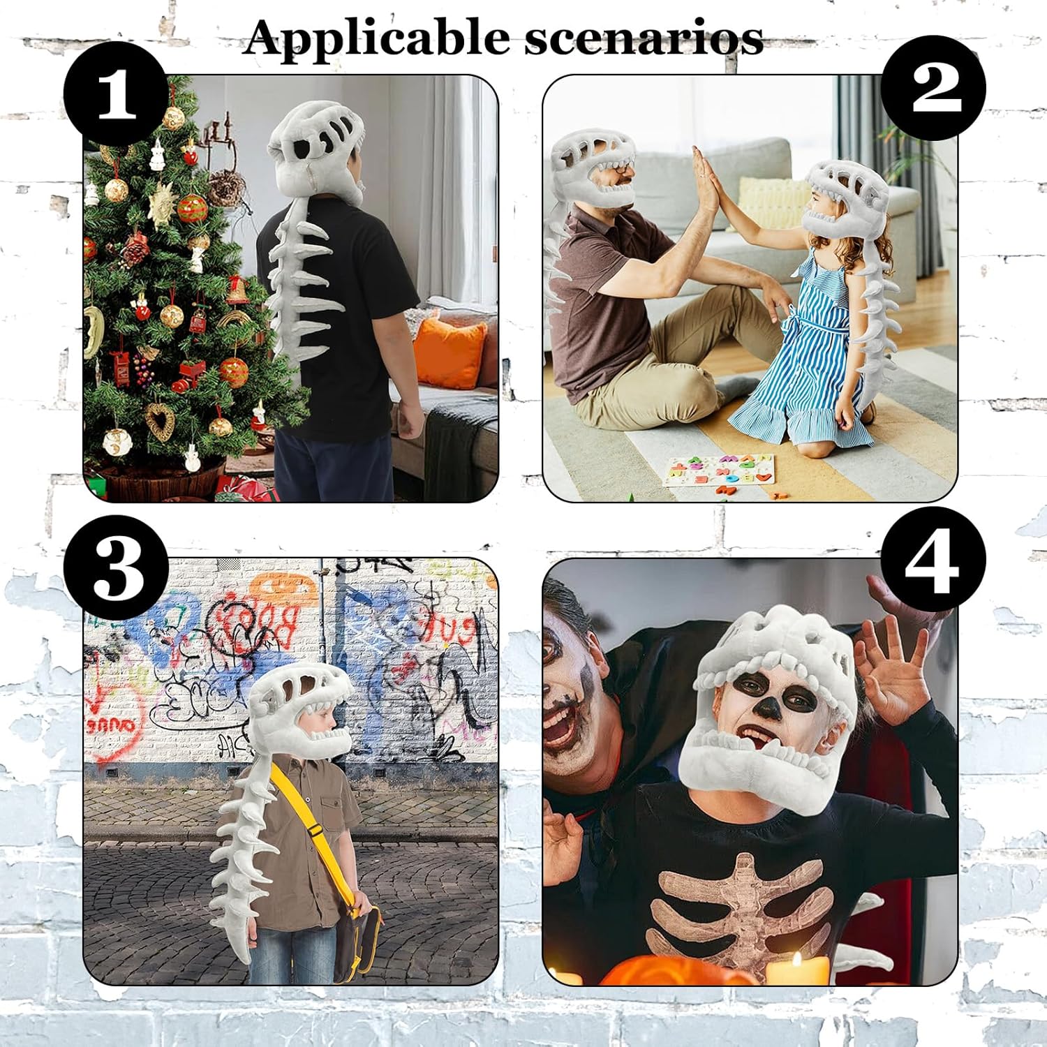 Spinosaurus Plush Dino Outfit 3D Skull Headpiece with Plush Spine Wearable Dinosaur Skeleton Great for Dress-Up - Image 7