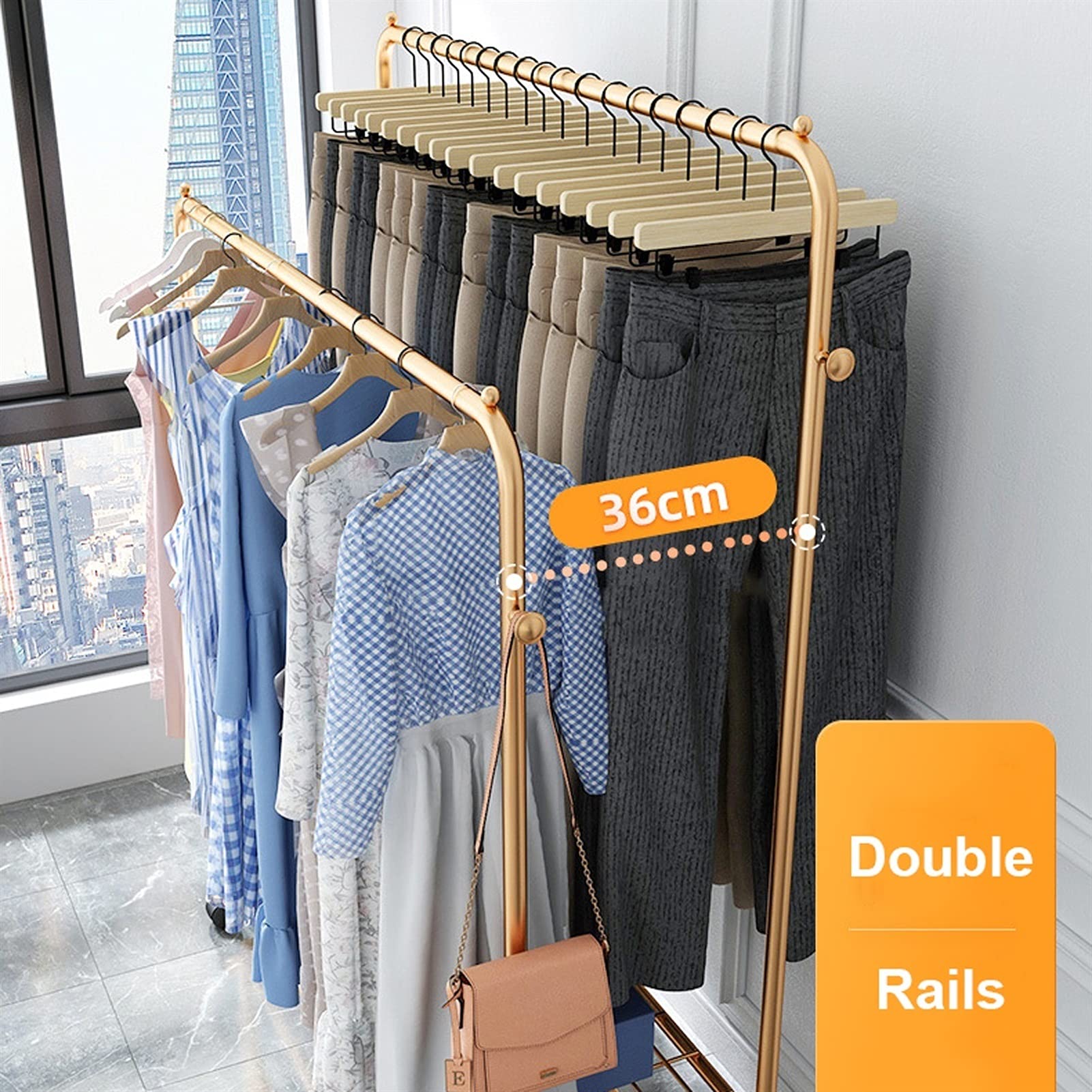 はんがーラックパイプハンガーラックダブル 頑丈 組立簡単2段メッシュ棚付き16 Amazon｜ハンガーラック おしゃれ 2段 頑丈 大容量 パイプ