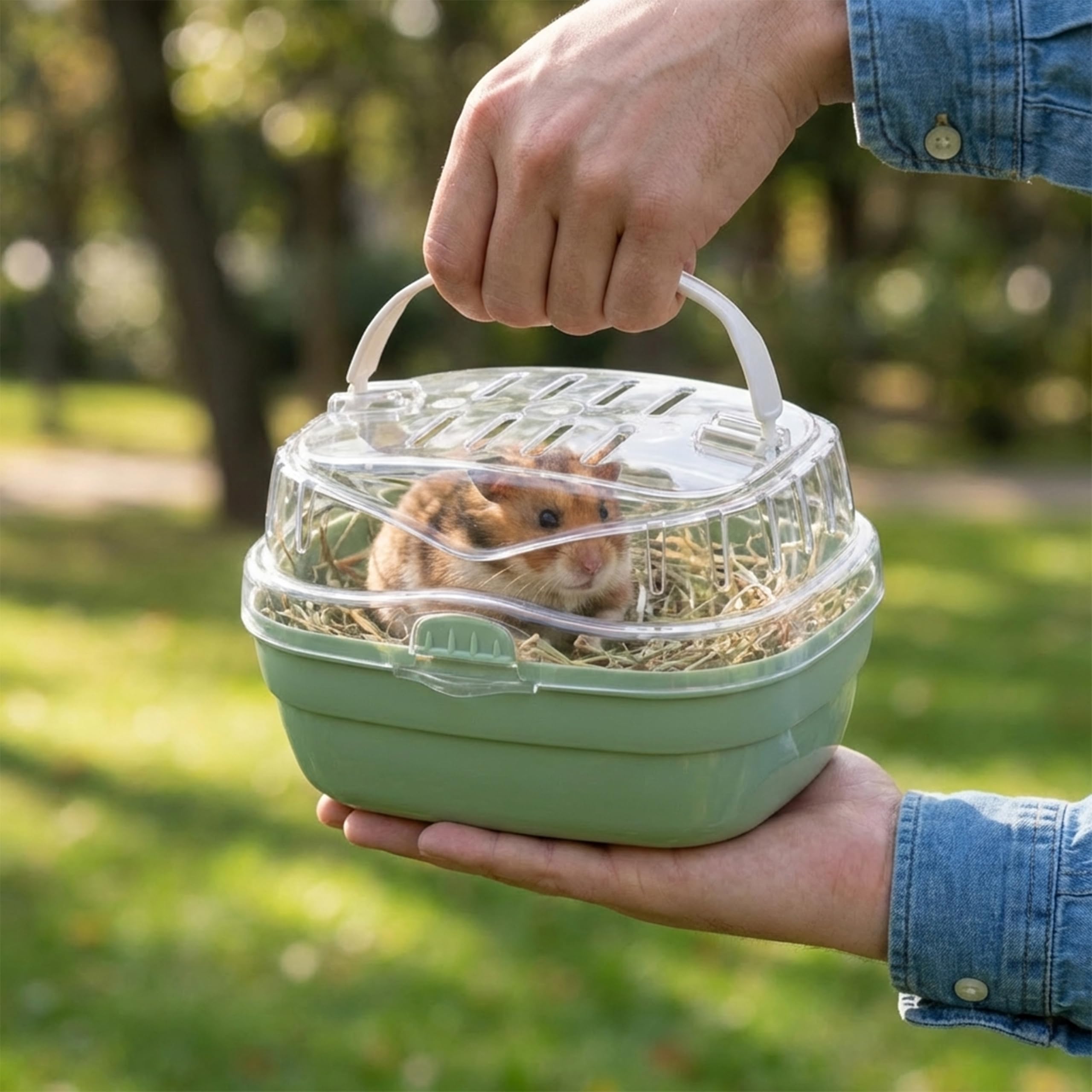 Ferplast Transport pour Hamsters et Autres Petits rongeurs ALADINO Small Cage de Transport pour Petits Animaux, rongeurs, Hamsters, 20 x 16 x h 13,5 cm, Vert