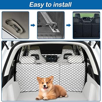 Back Seat Barrier Net for Mercedes Benz CClass AMG A35 A45 AMG E53/ E63, Pet Car Divider Adjustable Dog Isolation Net Dog Car Divider Barrier Ne,Black-60cm*110cm