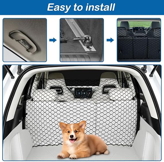 Back Seat Barrier Net for Mercedes Benz CClass AMG A35 A45 AMG E53/ E63, Pet Car Divider Adjustable Dog Isolation Net Dog Car Divider Barrier Ne,Black-60cm*110cm