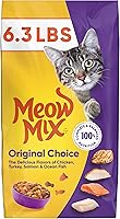 Meow Mix Original Choice Dry Cat Food, 6.3 lb Bag - Chicken, Turkey, Salmon & Fish Flavors for Adult Cats