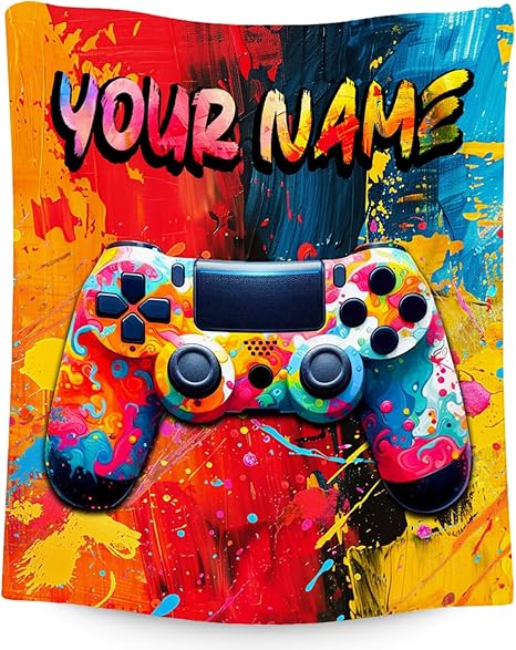 Gamer Blanket for Boys Men - Personalized Blankets Gifts - Cool Soft Cozy Gaming Throw for Bed - 4 Sizes