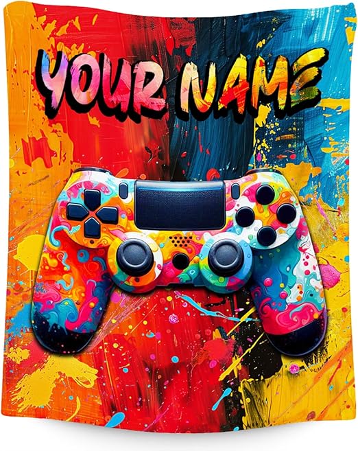 Gamer Blanket for Boys Men - Personalized Blankets Gifts - Cool Soft Cozy Gaming Throw for Bed - 4 Sizes