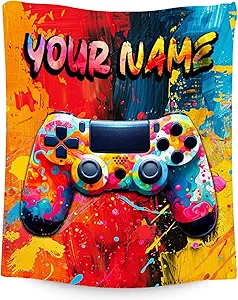 Gamer Blanket for Boys Men - Personalized Blankets Gifts - Cool Soft Cozy Gaming Throw for Bed - 4 Sizes