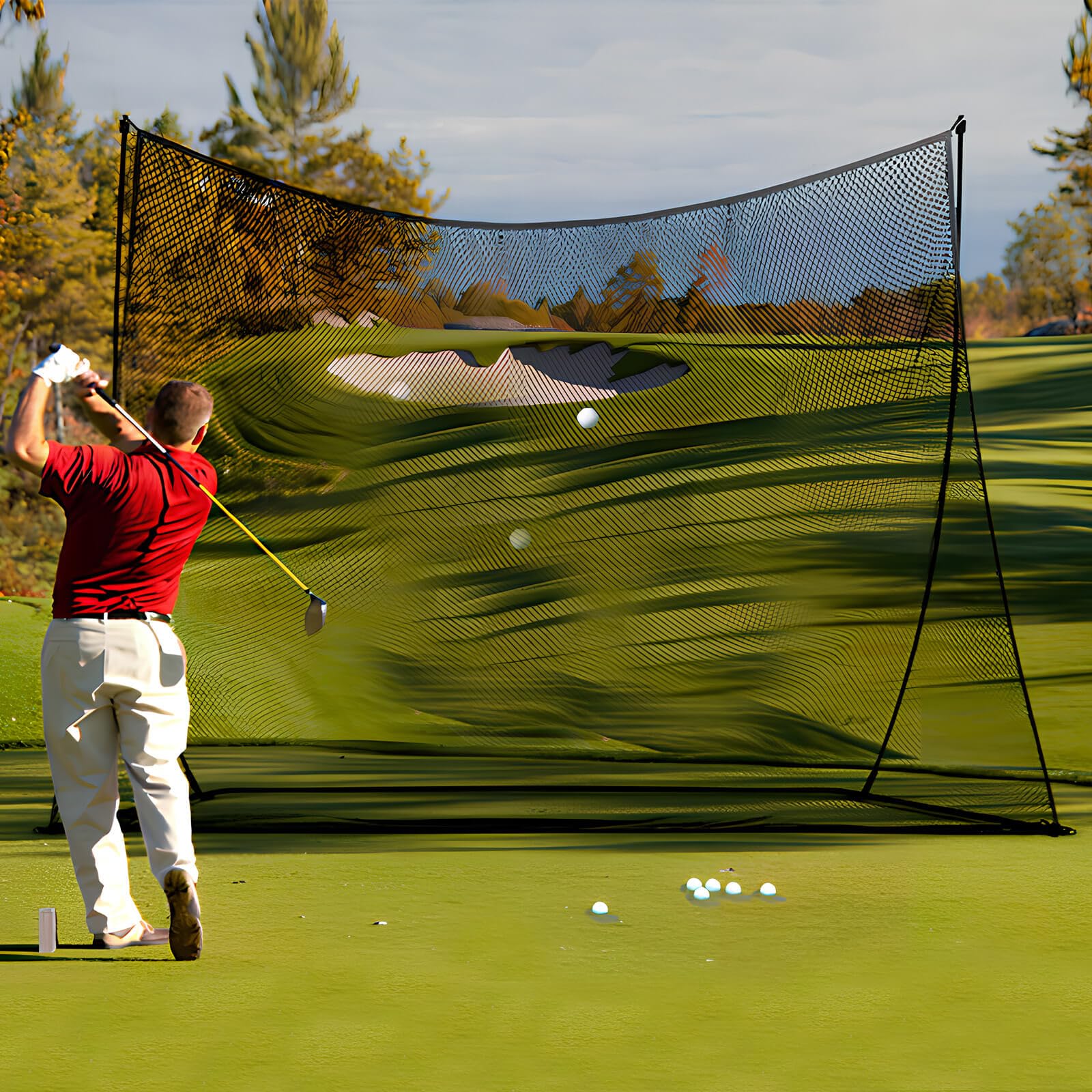 Golf Netz 2,1x3 m,Groß & Tragbares Golf-Übungsnetz mit Tasche für Innen & Außen Garten, Haus und Training – Praktische Golf Trainingshilfen & Zubehör