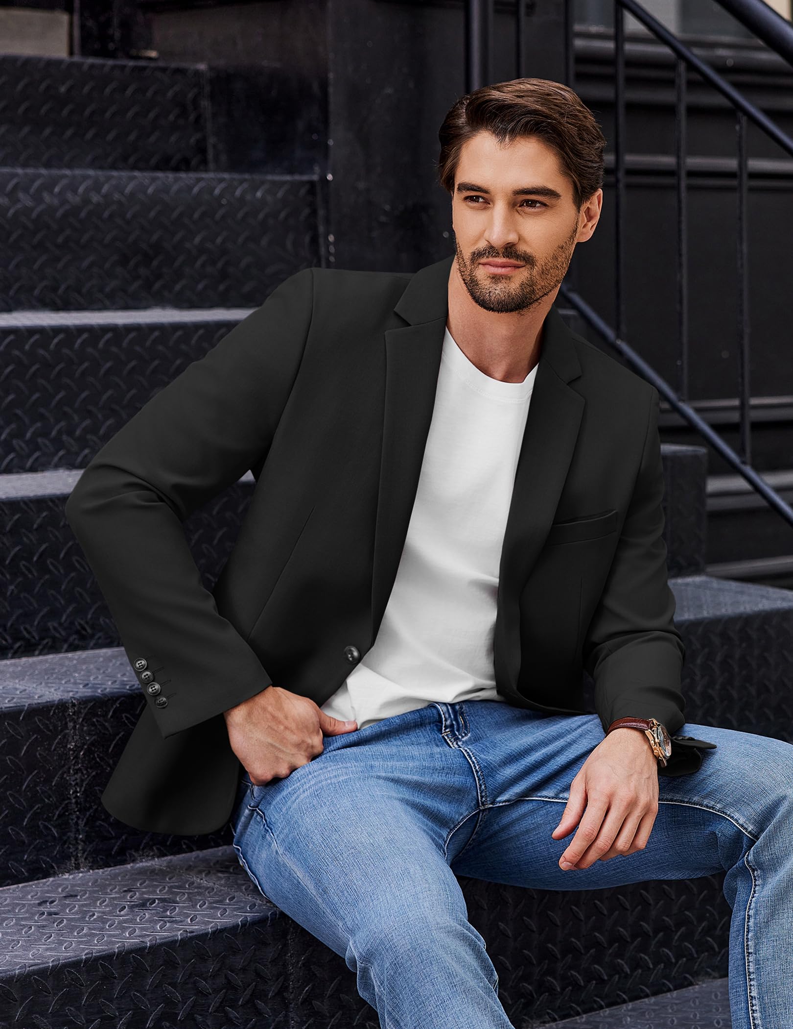 COOFANDY Giacca Blazer da Uomo Sportiva Casual Giacca da Abito con 1 Bottone per Uomo Business Casual