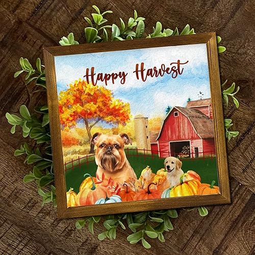 Miniatura 5 de Happy Harvest American Bully Dog Barn Framed Wooden Signs Autumn Harvest Wall Sign Classic Wood Decor Farmhouse Wall Hanging Plaque for Living Room