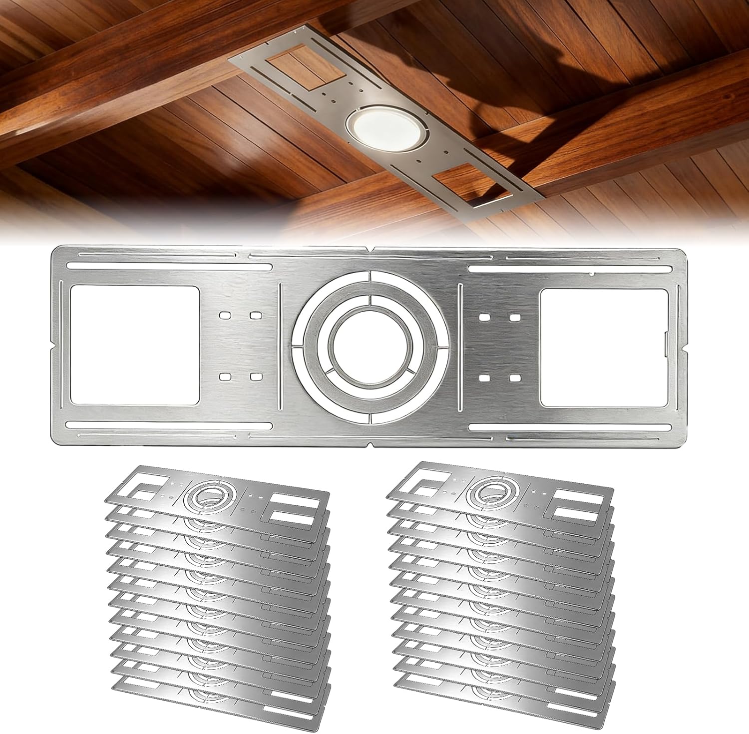 72 PCS Construction Mounting Plates Fits for 3/4/6in LED Light, Multipurpose Recessed LED Light Plate, LED Lighting Housing Kit, for Bedroom, Bathroom, Offices, Silver