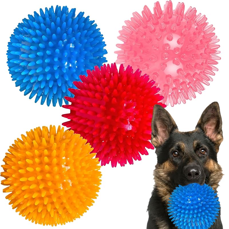 Bolas com Apito para Cães com Pontas Macias em TPR Aclovcy, Pacote com 4, 11,4 cm (Grande)