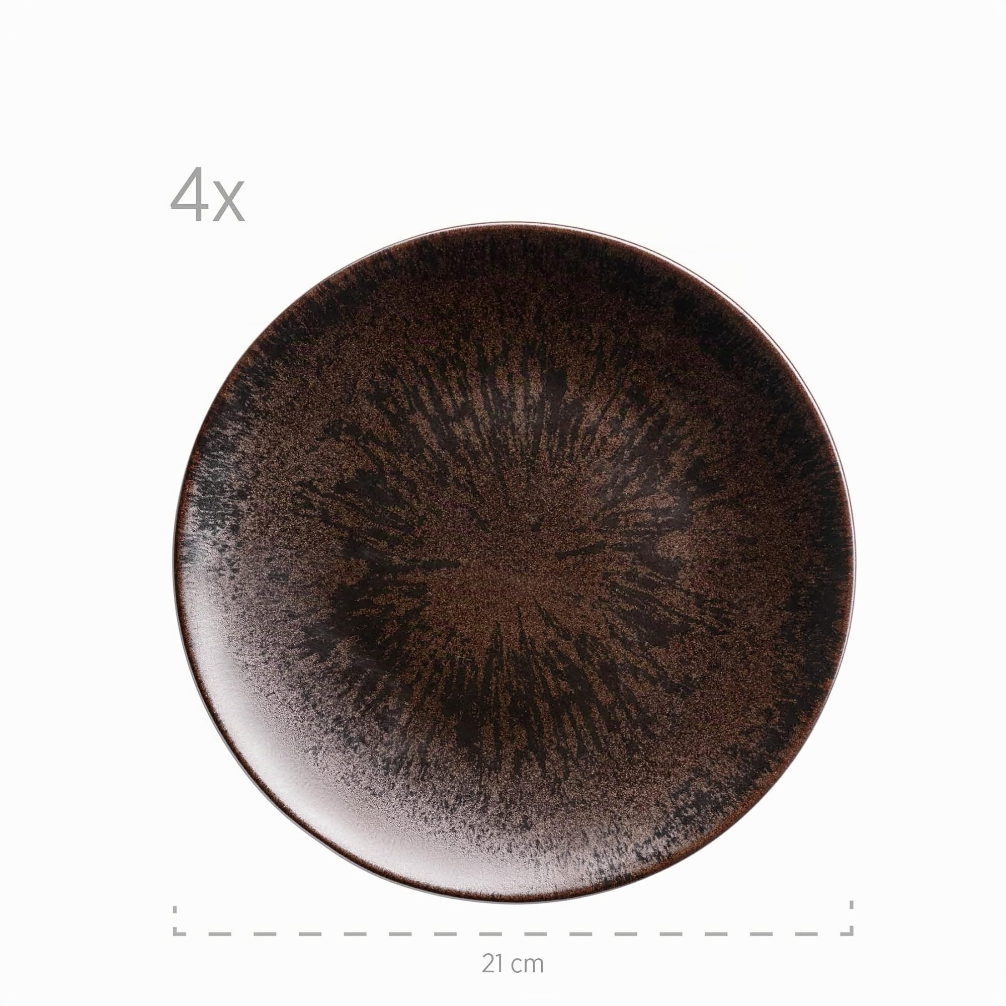 MÄSER Servizio da tavola in bronzo metallizzato, 12 pezzi, per 4 persone, con elegante smalto lucido, set di piatti con piatti piani, piatti fondi e piatti da dessert in ceramica di alta qualità,