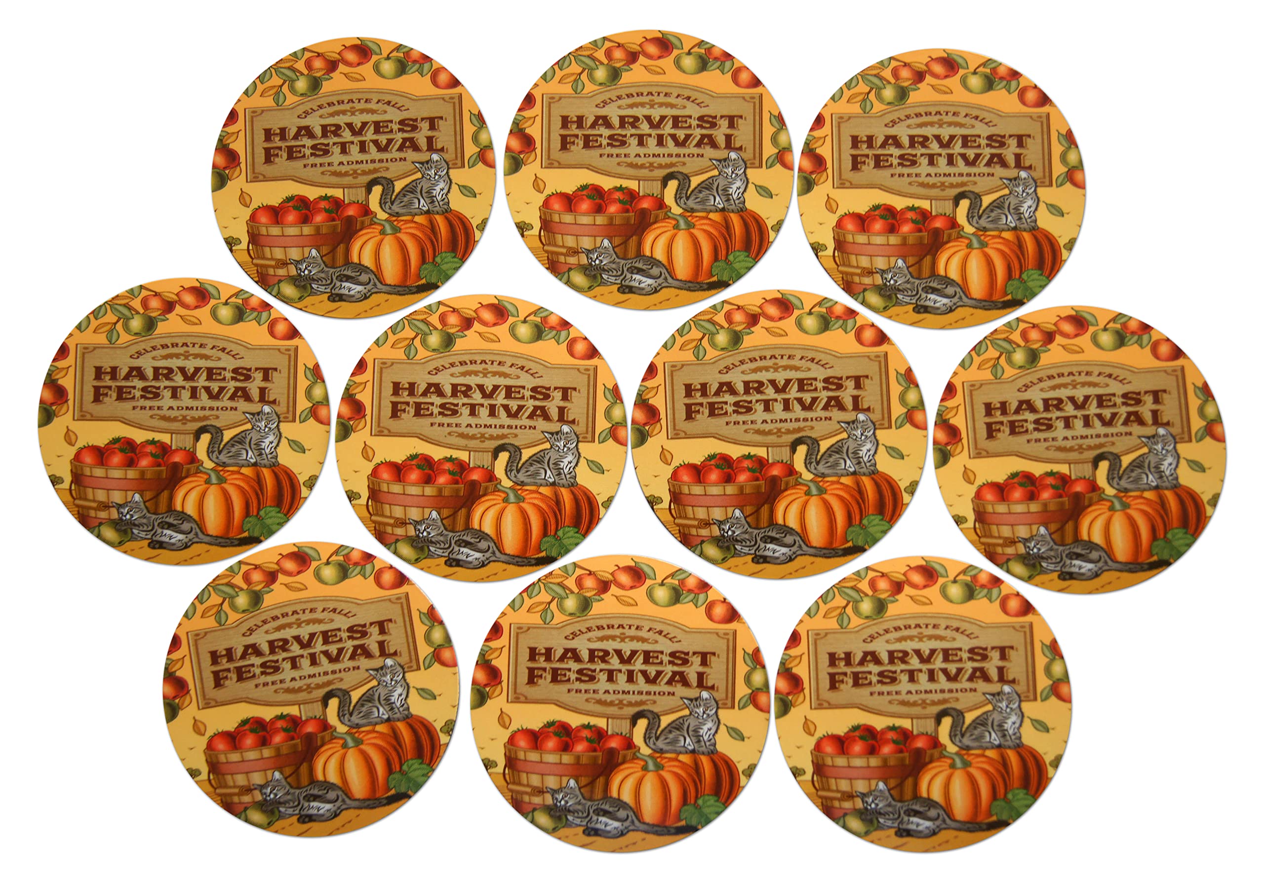 Novel Merk Harvest Festival Refrigerator Magnets for Autumn & Fall Gifts, Decor, Apple Picking Party Favors, & Prizes (10)