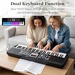Costzon 61 Key Piano Clavier, Piano numérique électrique avec support & Banc, clés lumineuses, 200 Rythmes/Tonnes, Casques, Microphone, Sticker note, Piano Portable Clavier pour Débutants Adultes (Noir)