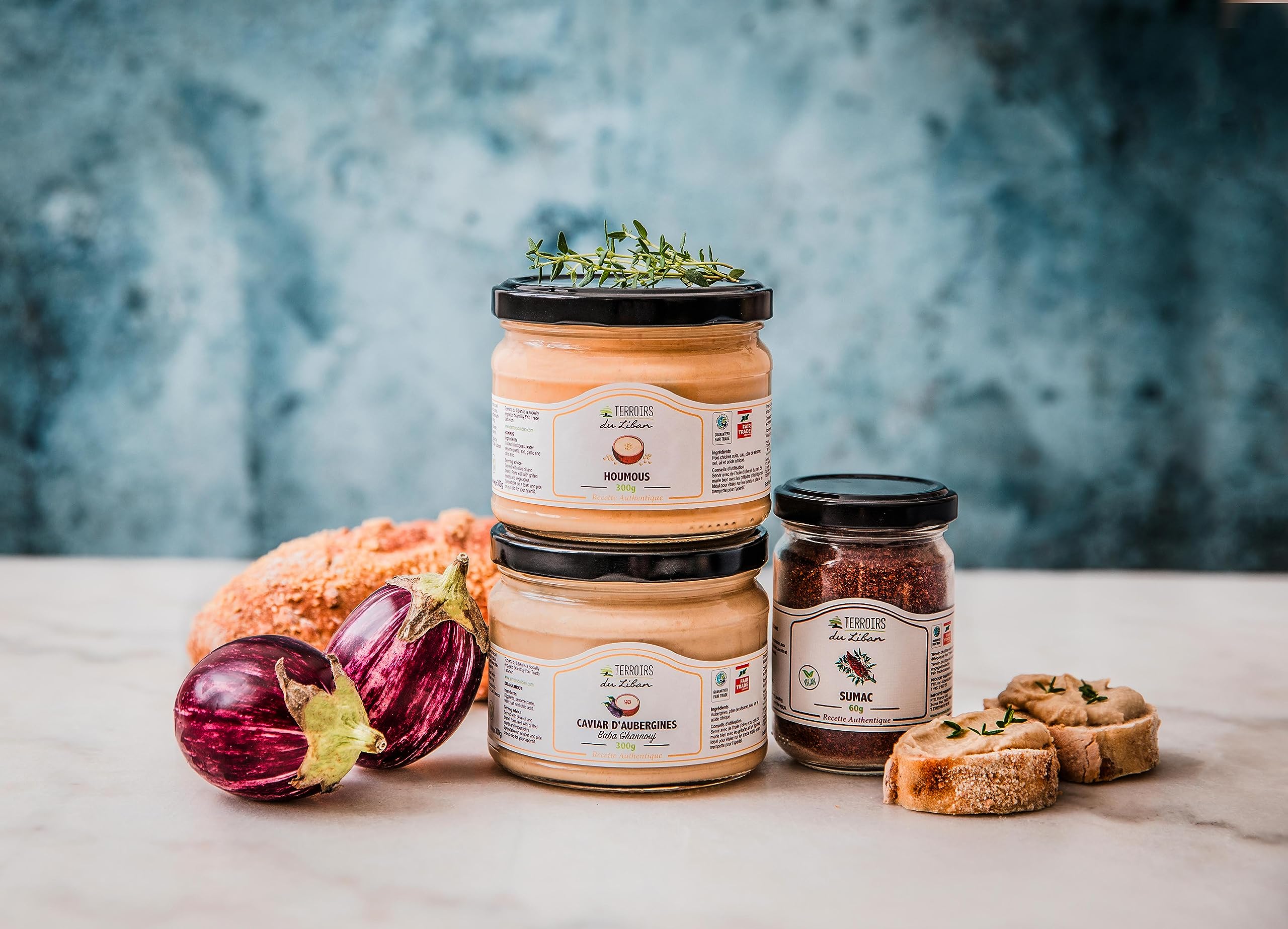 Houmous Libanais Authentique- Tartinade de Pois Chiches et Tahini- Vegan, Riche en Protéines & Fibres- Idéal pour Mezzés, Toasts et Grillades- Certifié Commerce Equitable- 3 x 300g- Terroirs du Liban