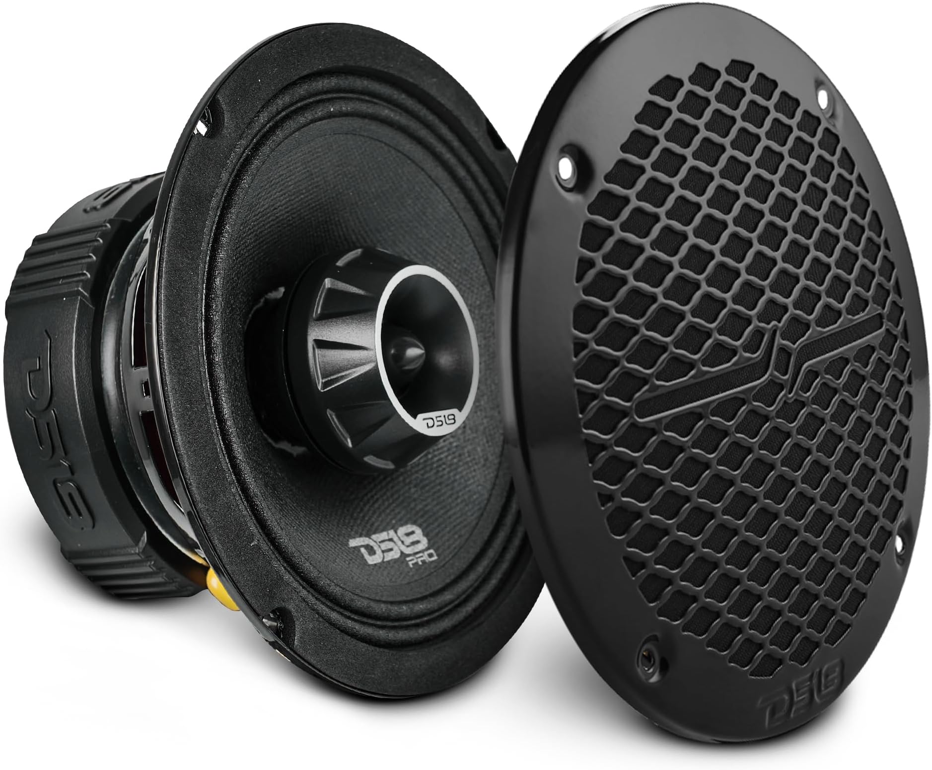 PRO-ZT6 6.5-Inch 2 Way Pro Audio Midrange Speakers with Built-in Bullet Tweeter 4-Ohms 450W Max 225W RMS Water Resistant - Black Metal Mesh Grill Included (1 Speaker)