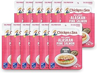 Chicken of the Sea Alaskan Pink Salmon, 2.5 oz. Packets (Box of 12), Wild Caught Salmon, Everything Bagel Seasoning