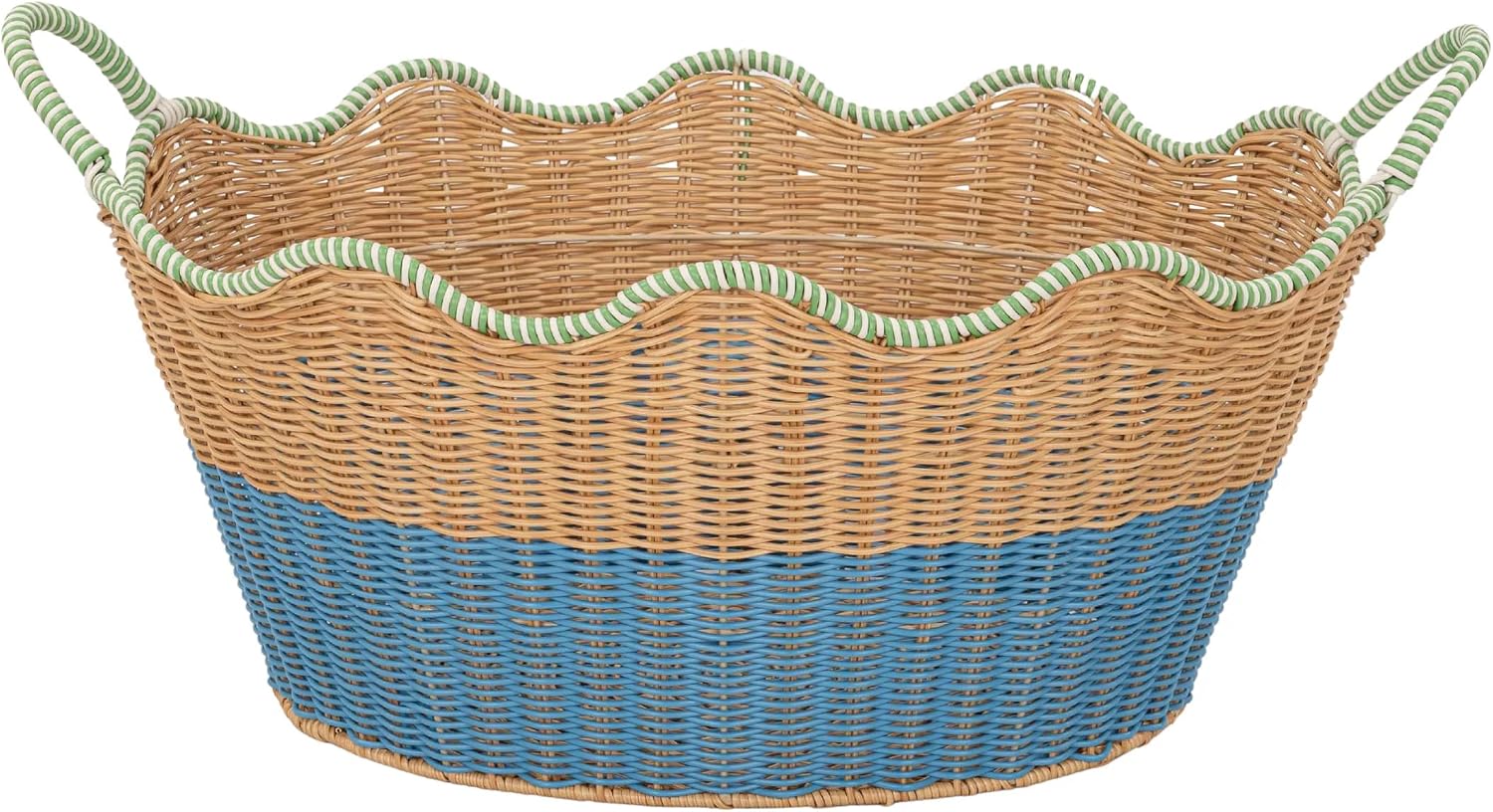 Two-Tone Rattan Drink Storage Basket, Home Desktop Beverage Organizer Basket