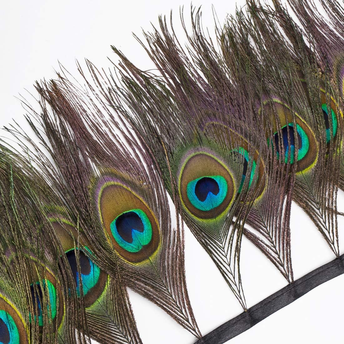 Peacock Feather Fringe Trim Clothing Decoration Craft Feather Width 6 inches per Pack of 1 Yards