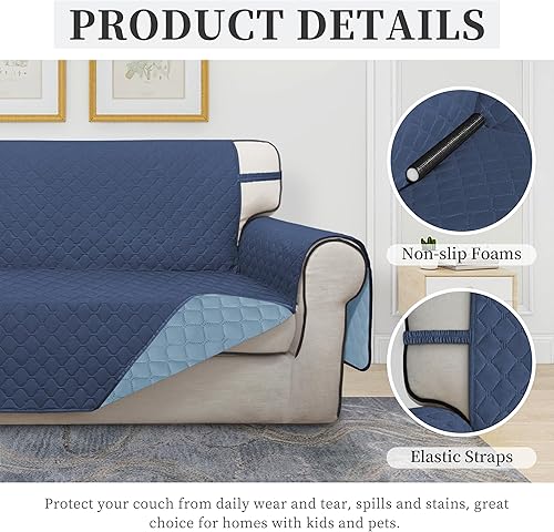Miniatura 5 de ISSUNTEX Funda de sofá de doble protección 100 % impermeable para sala de estar, funda de sofá para sofá de 3 plazas, protector reversible de