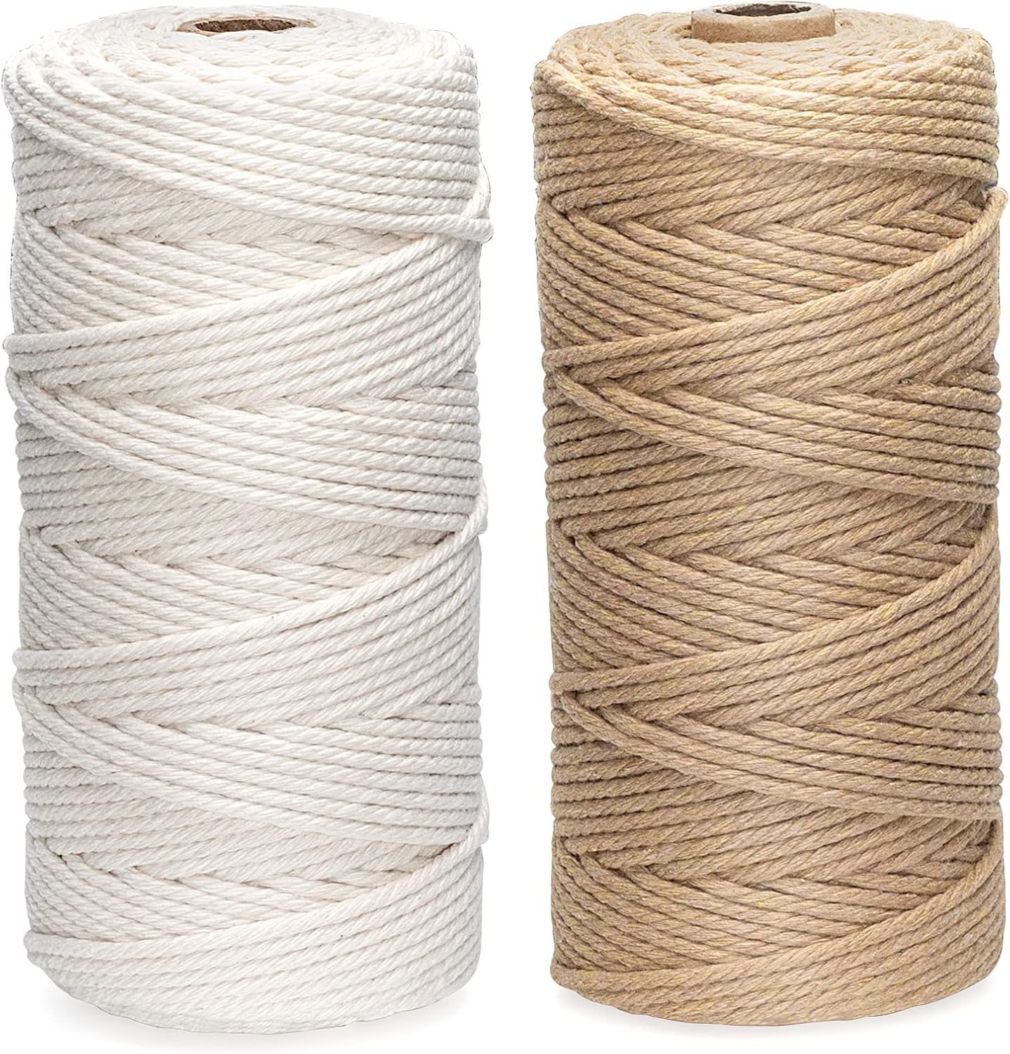 ilauke 2 Rolls Macrame Cord 3mm x 100m, Natural Macrame Cotton Cord DIY ...