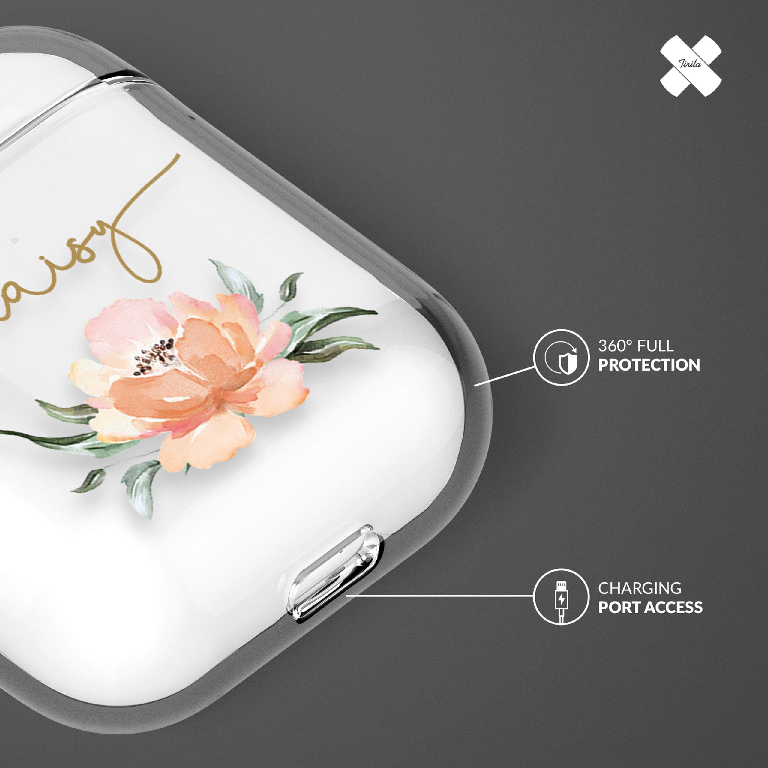 Tirita Personalised Custom Case Compatible with Apple AirPods 4th gen, Support Wireless Charging, with Carabiner, Front LED Visible [14- Golden Bee] — view 11