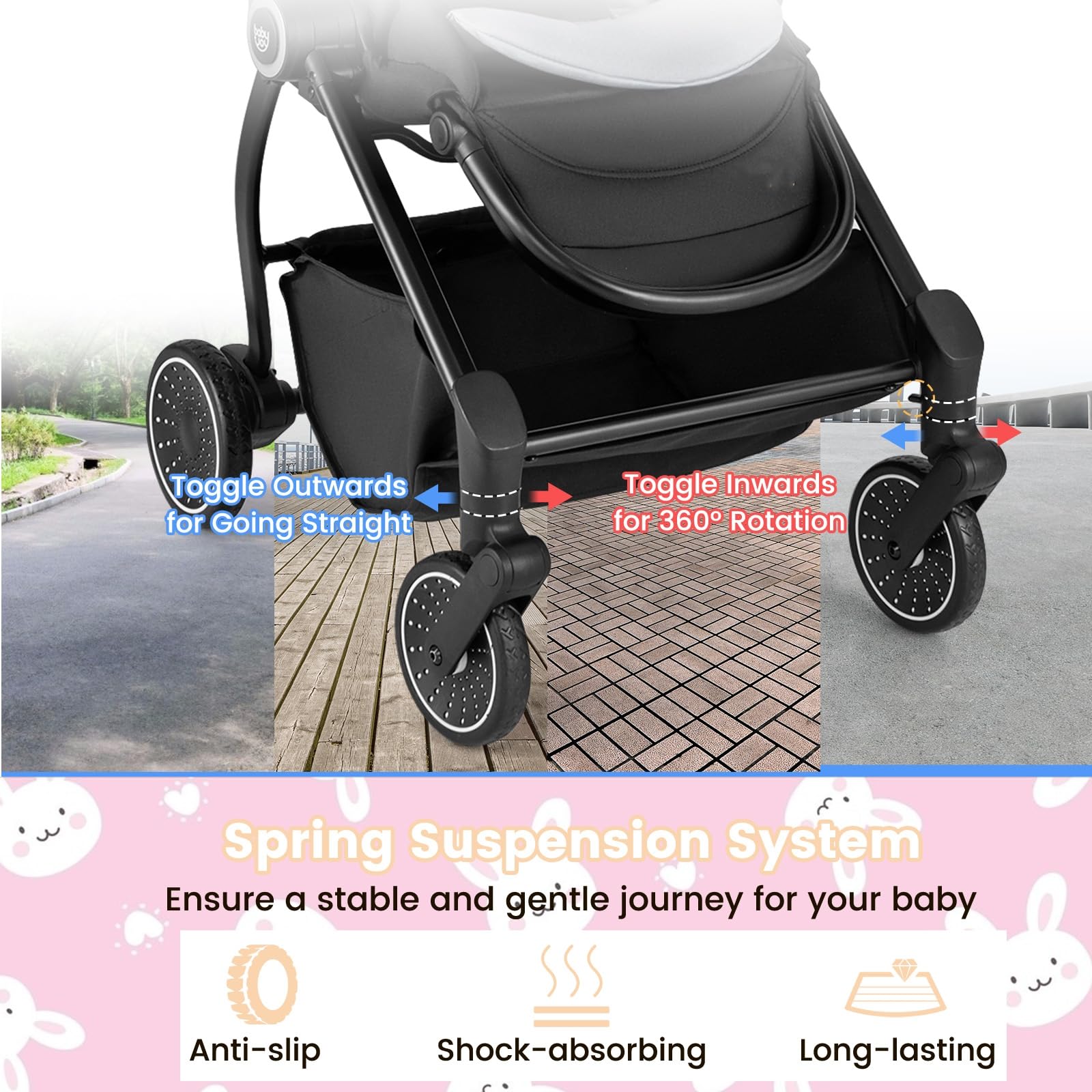 LIFEZEAL Passeggino Ultraleggero per Bambini 0-36 Mesi, Portata 30kg, Passeggino Compatto a Ombrello, Viaggio, Aereo, Pieghevole, Regolabile, Reversibile, Cintura di Sicurezza, Ruote, Freno, Parasole