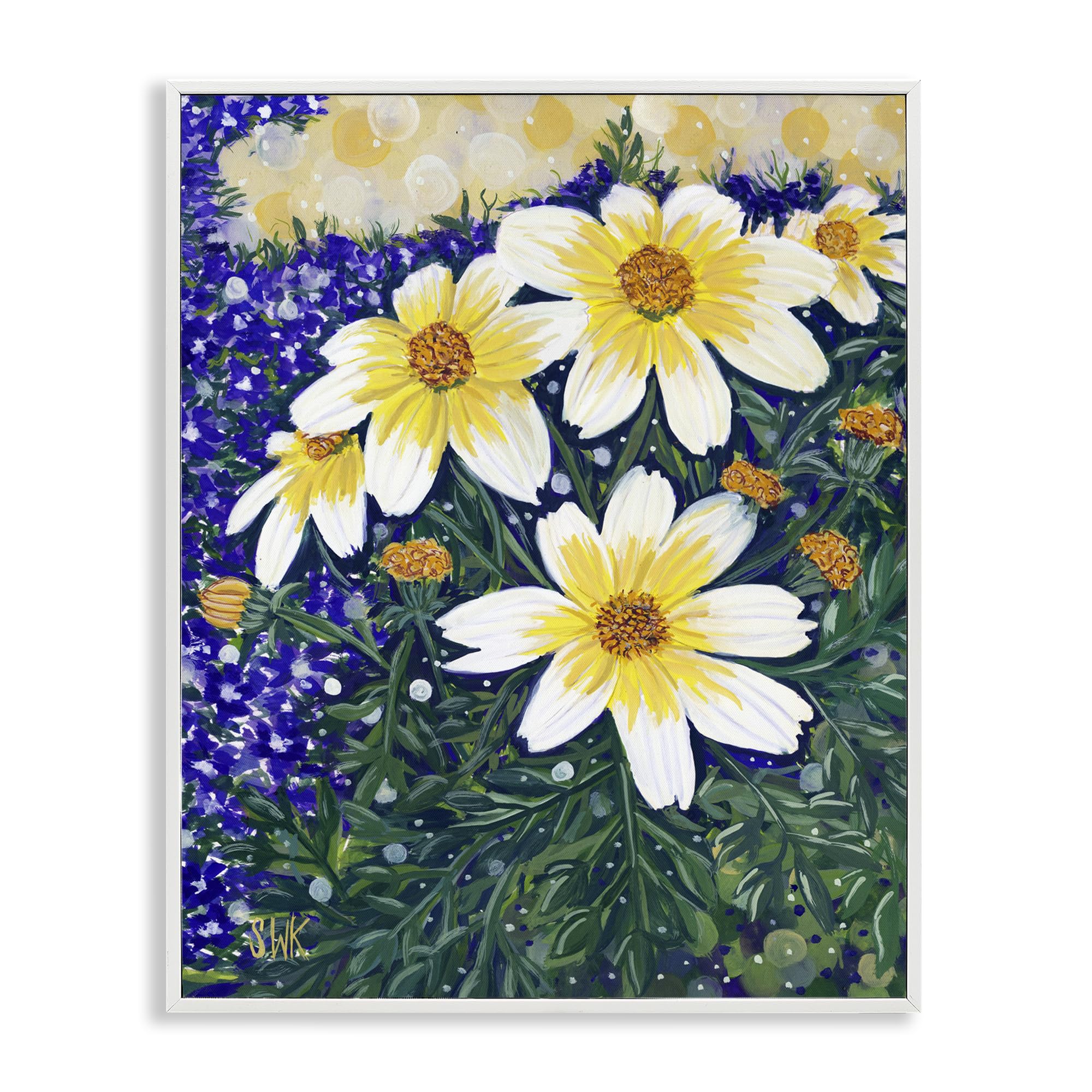 Stupell Industries Coastal White (Textured) 'Summer Garden Cosmos'| Framed Giclee Art