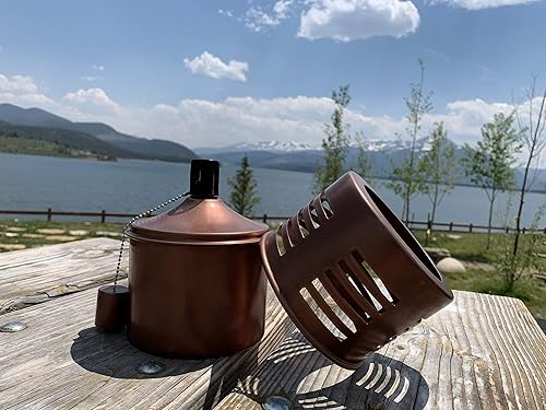 Miniatura 4 de Lámpara de aceite de sobremesa de cobre de acero inoxidable Escudo de viento de metal con mecha de fibra de vidrio extra con bloqueo de seguridad,