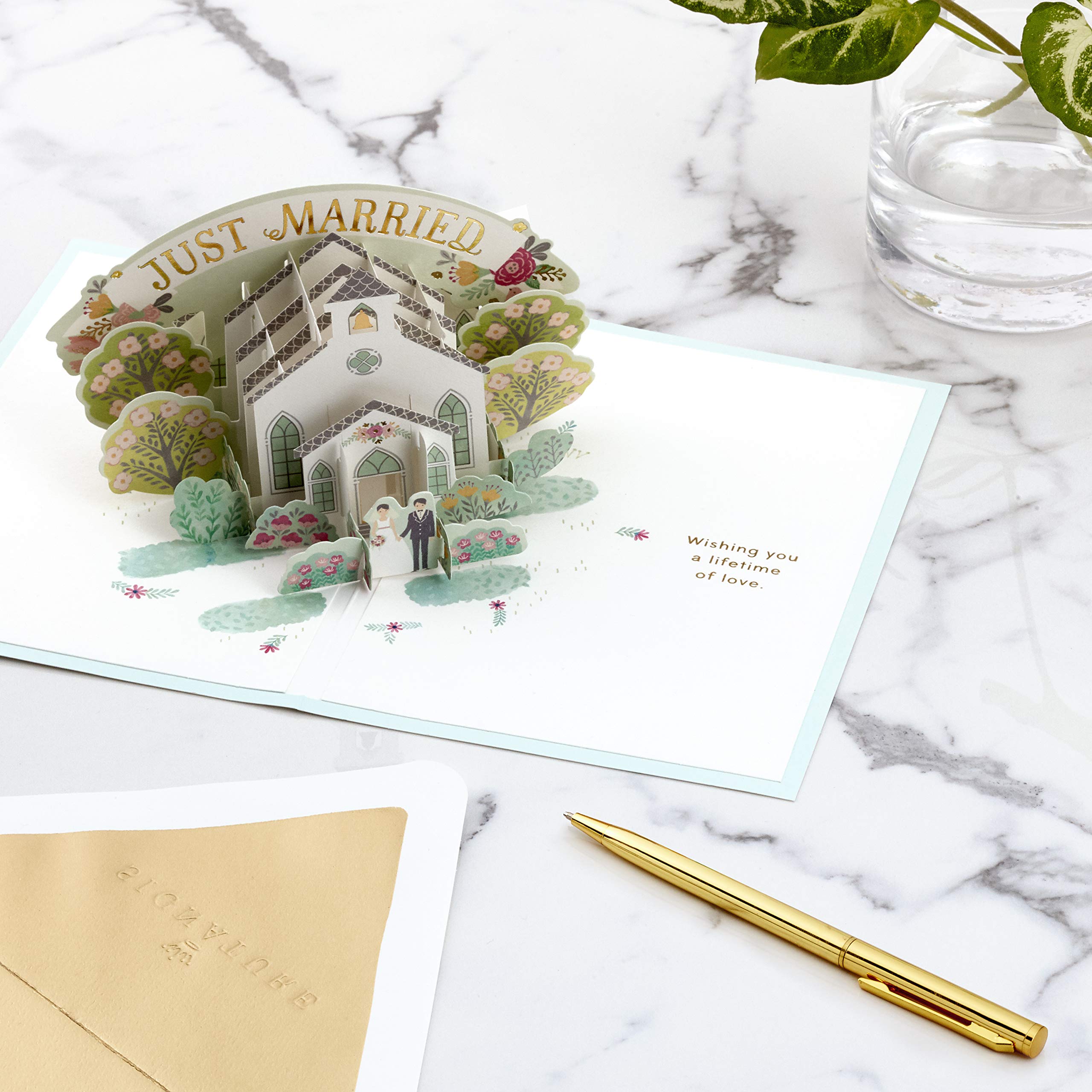 Hallmark Paper Wonder Pop-Up Hochzeitskarte – 3D-Torten-Design, Mit Glitzer, Inkl. Umschlag