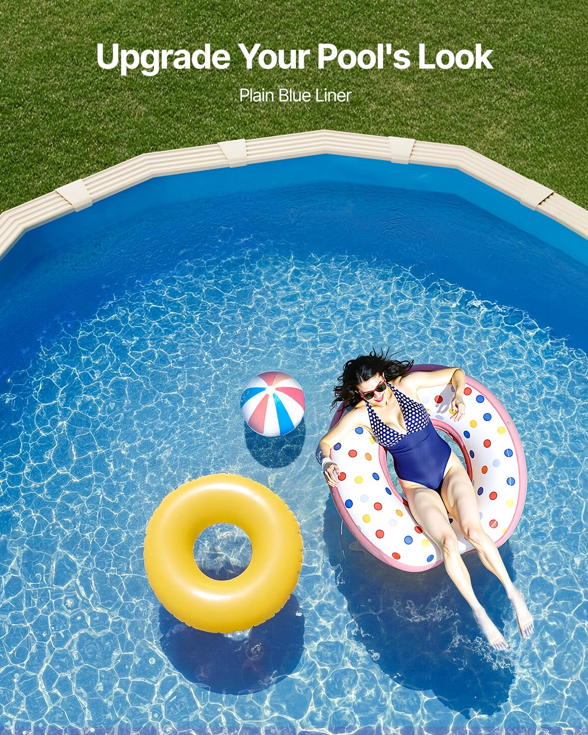 VEVOR Revêtement de Piscine Ovale, 610x375x147 cm, Doublure Chevauchement Vinyle Calibre Standard, Résiste à l'usure, Rétention d'eau, pour Piscines Hors Sol à Parois Hauteur 132 cm, Couleur Unie