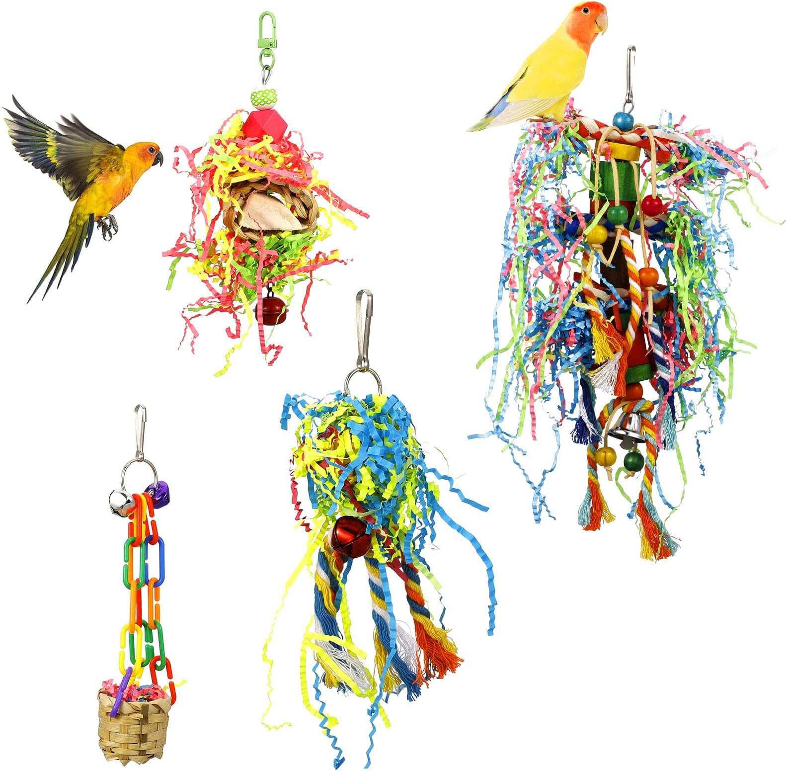 Pinenuts 4 Pack Bird Shredding Budgies Toys Parrots Chewing Hanging ...