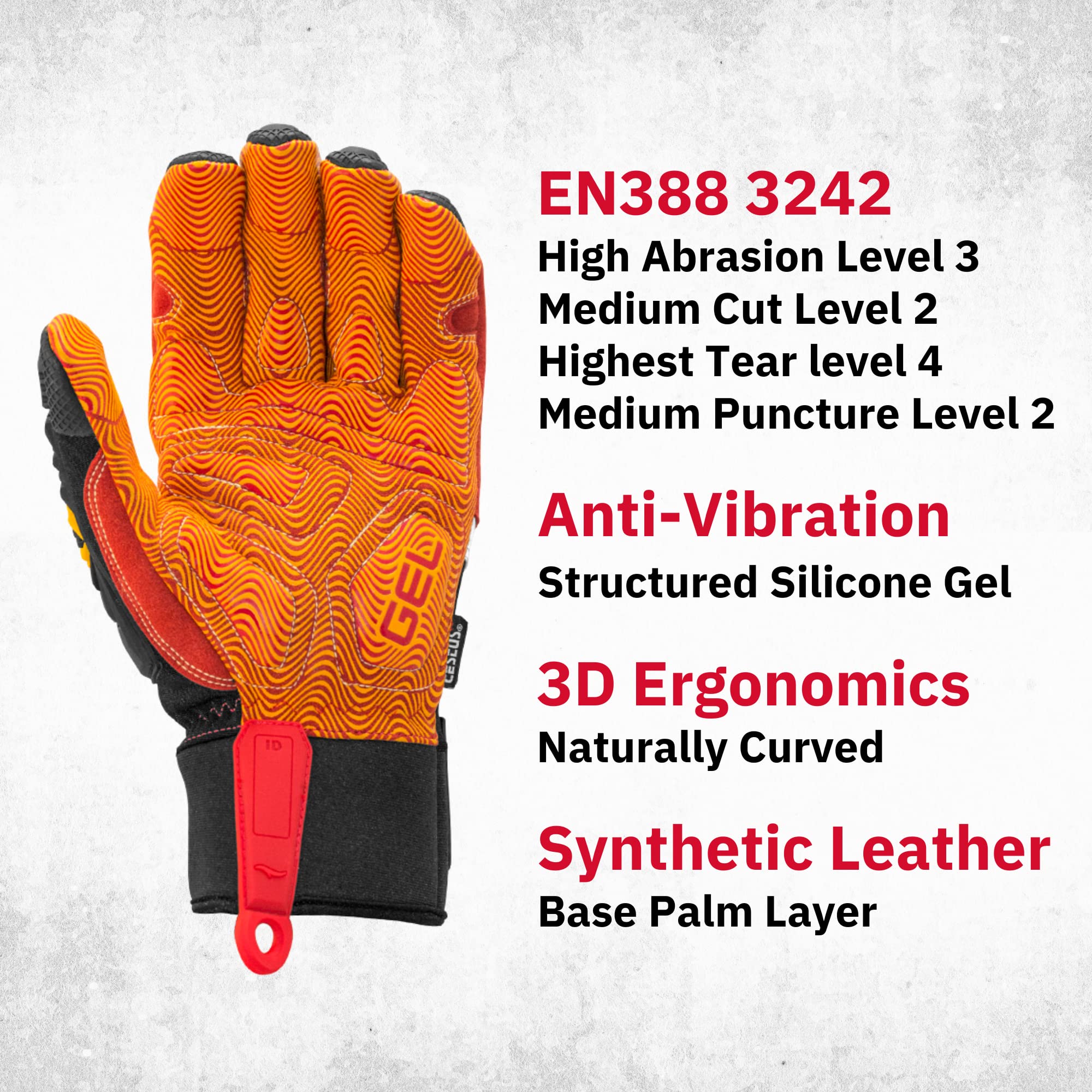 Cestus DM Hybrid, Demolition Gloves, Impact Work Gloves, Polycarbonate Knuckle, Kevlar-Stitched (2X-Large)
