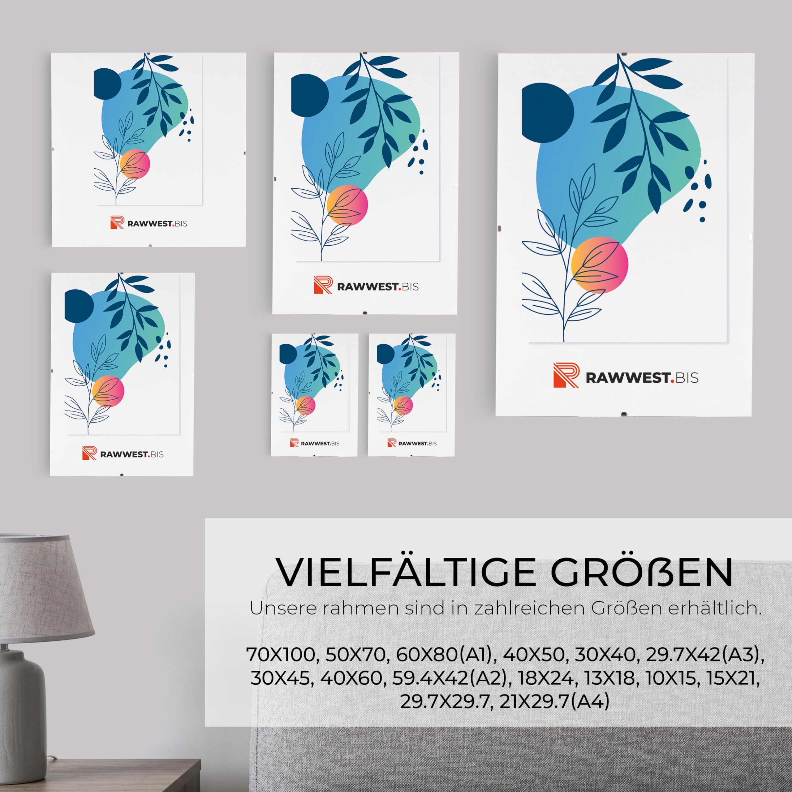 Rahmenloser 61x91,5 cm Bilderrahmen Bildhalter Cliprahmen Fotorahmen Kunstglas Plexi gut für Wohnzimmer, Esszimmer, Küche,Fotos Poster viele Größen Rechteckig mit Clips gut.