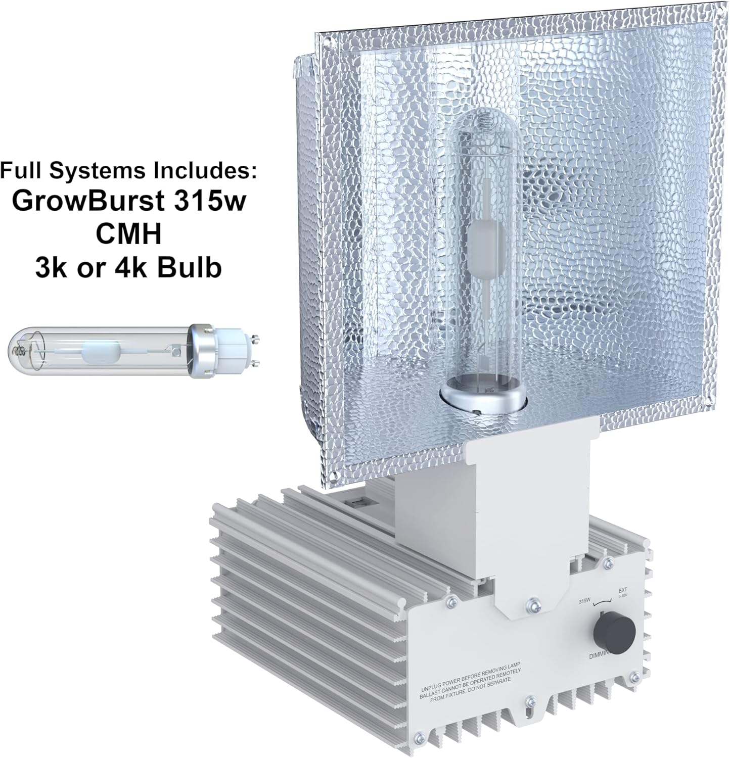 GrowBurst 315w CMH Grow Light System- Sunup Series (Full System: 3k Bloom Bulb Included)