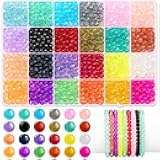 Audab 1200 Pieces 6mm Round Glass Beads for Jewelry Making, Crystal Glass Beads for Bracelets Jewelry Making and DIY Crafts