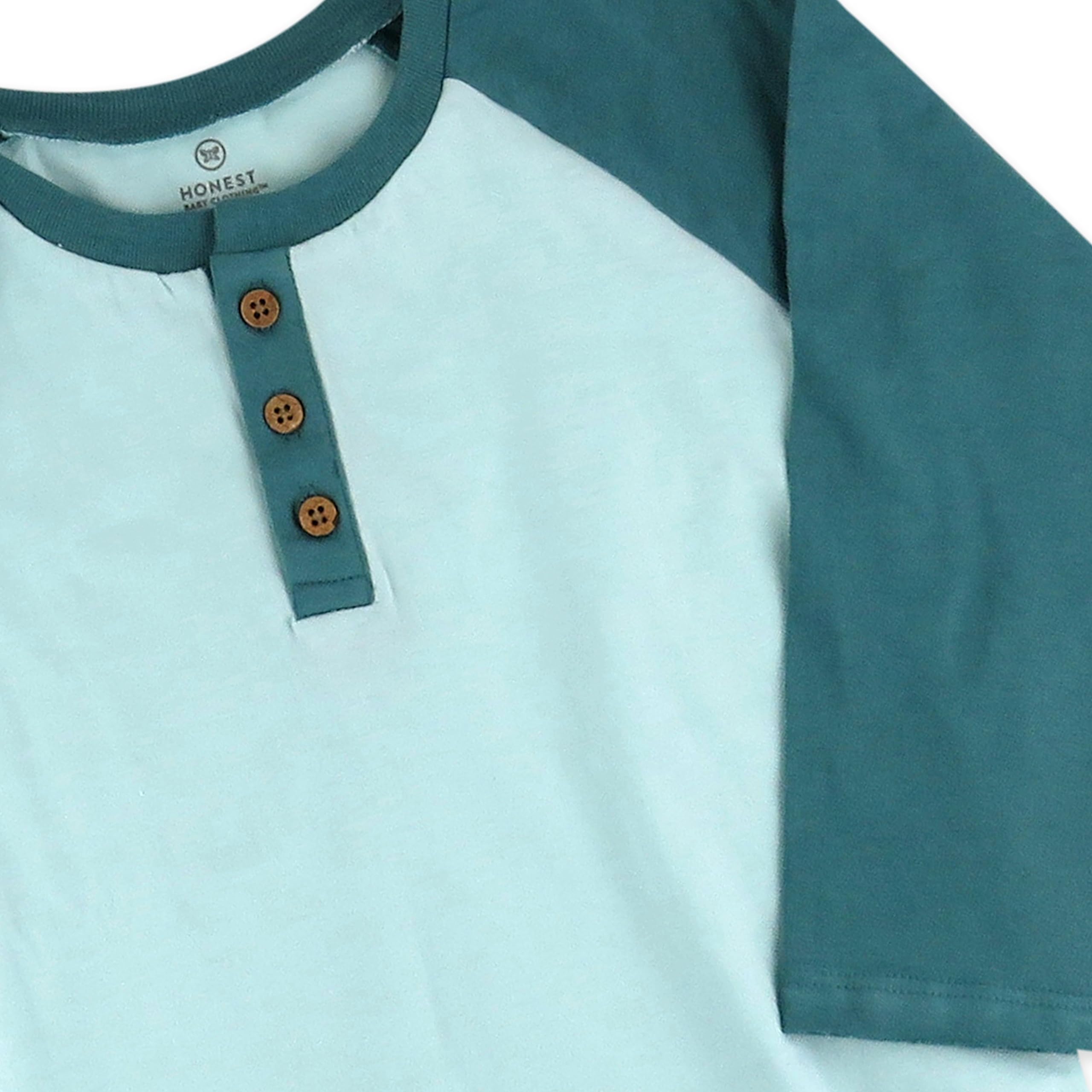 HonestBaby Playwear - Conjunto de ropa de juego, camisetas y pantalones, 100 % algodón orgánico para bebé, niños pequeños, unisex (LEGACY), palmas de acuarela, 5T, Azul, 5 años