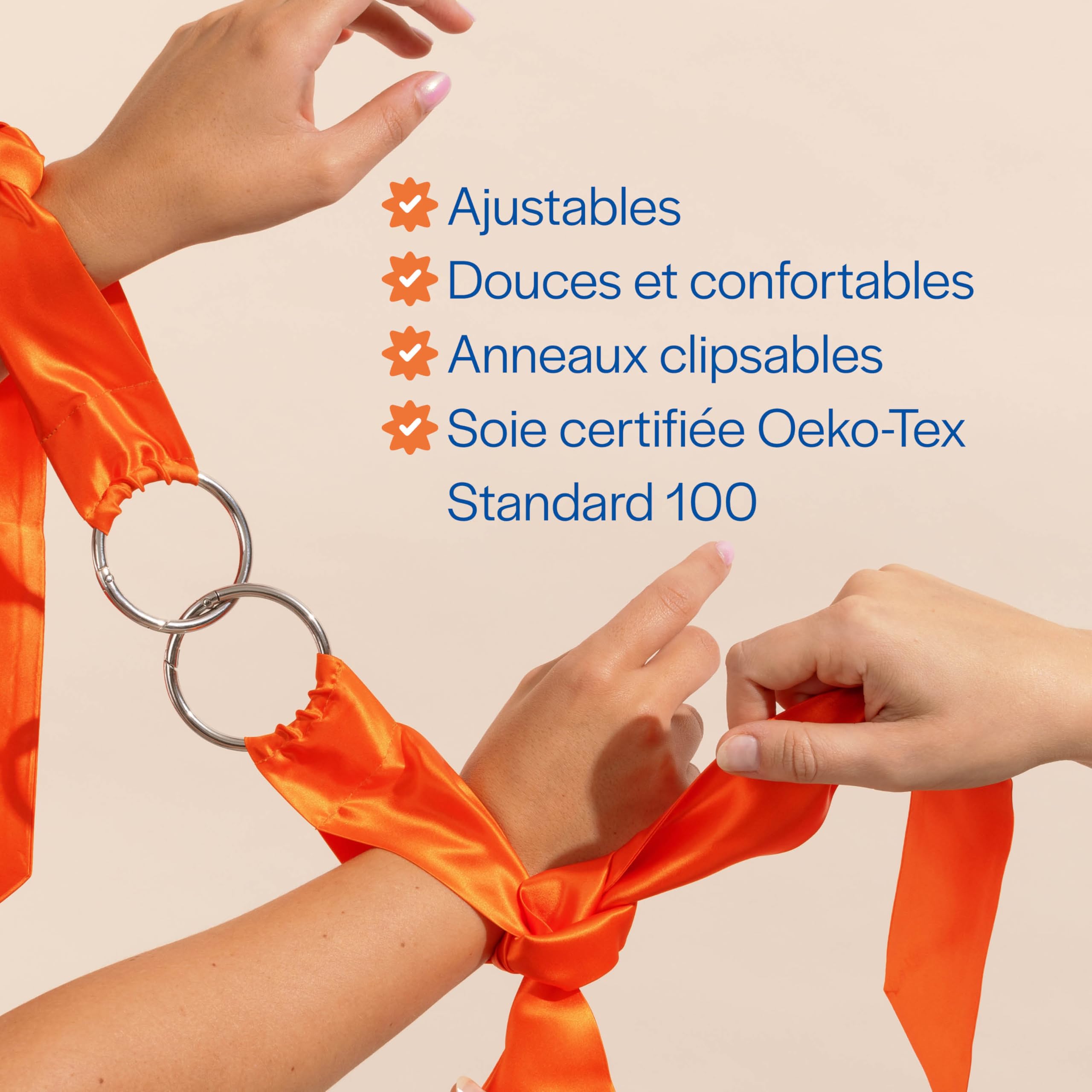 Menottes en Soie pour Couples Anneaux Clipsables Vert