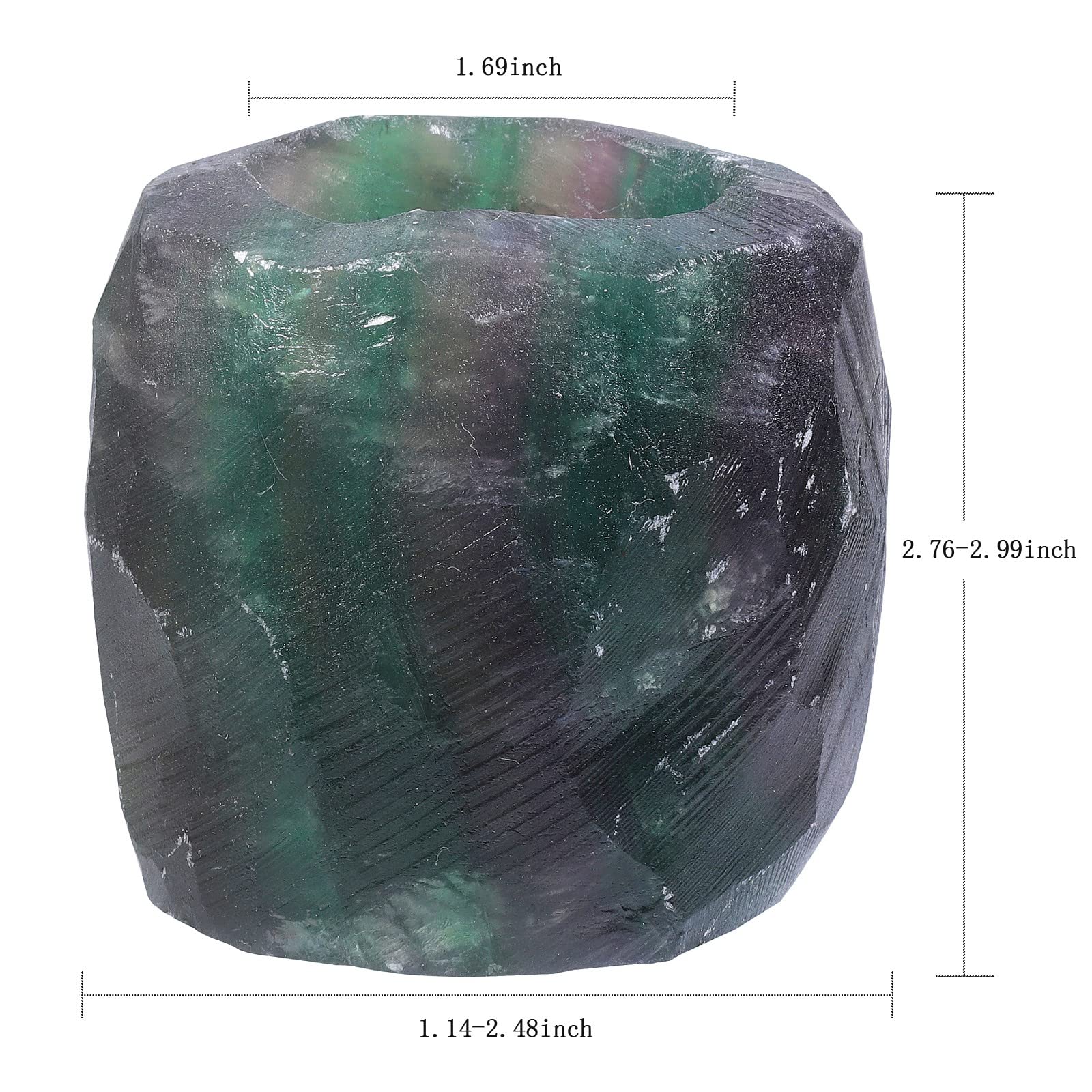 KYEYGWO Fluorite Natürlicher Oval Kristall Kerzenhalter Ornament, Heilung Stein Kerzenständer Polierte Edelstein Teelichthalter Modern Kerzenleuchter für Tischdeko Party Hochzeit Weihnachten