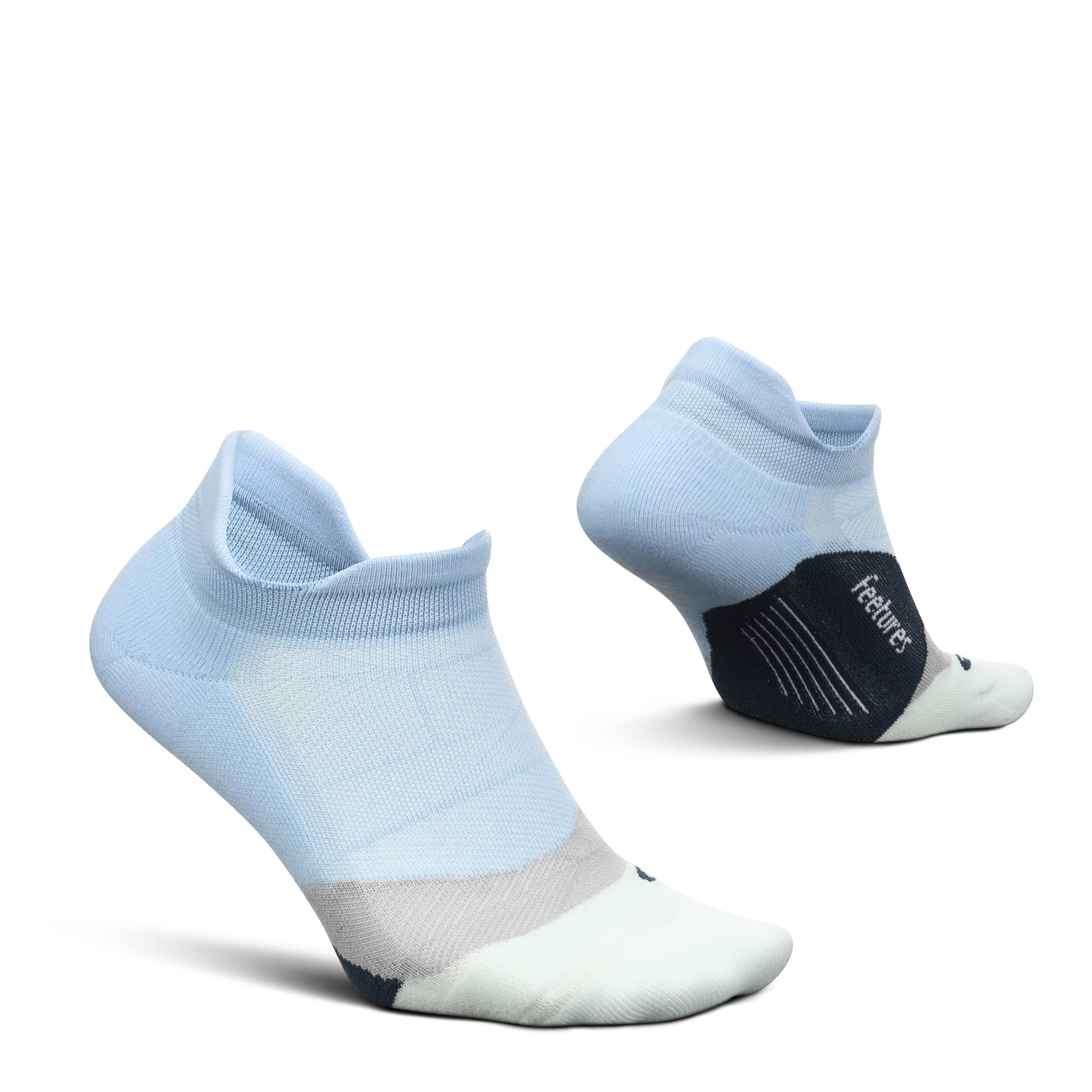 FeeturesFeetures Elite Ultra Light Cushion Ankle Socks - Sport Sock with Targeted Compression - (1 Pair), Sea Ice, S