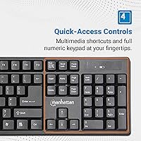 Vista 6 de Manhattan Combo de teclado y mouse inalámbricos, juego de teclado inalámbrico USB de tamaño completo con dongle de 2.4 GHz para PC, computadora