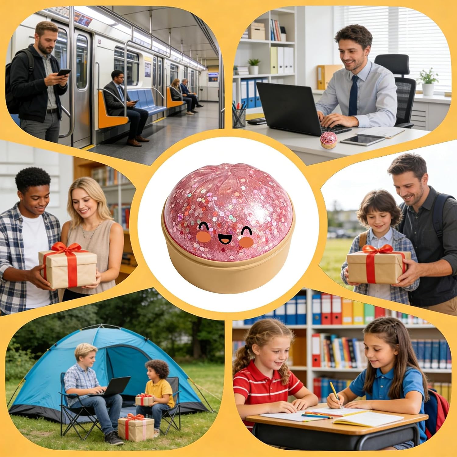 Giant Jumbo Rainbow Dumpling Stress Ball, 3D Dumpling Design, Roll Size 8.5 X 6 cm, Stretchy Fidget Ball, Sensory Squeeze Toy, Stress Relief Support for Home Office, Classroom