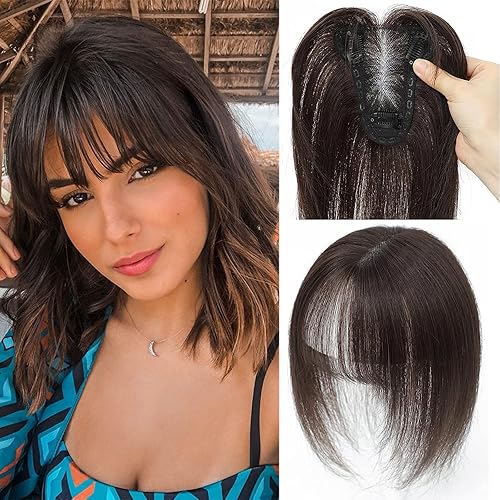 Miniatura 9 de gulagula Toppers de cabello humano real para mujer, piezas de cabello para mujer, con cabello fino, extensiones de cabello humano con clip de