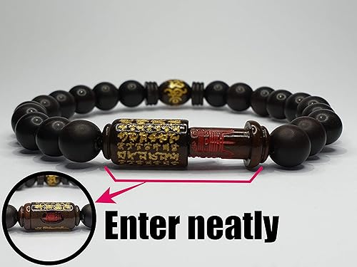 Miniatura 3 de Pulsera budista 1 pieza del zodiaco chino budismo hecho de árbol de azufaifo y tres dijes (energizar, logro, salud) incluidas palabras de Buda