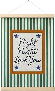 FGFK Night Night Love You Bedroom Wall Art Poster Hanger Frame, Vintage Nursery Decor, Mid Century Modern Retro Striped Canvas Prints Framed Wall Decor for Home Kids Bedroom, 12x16 Inch